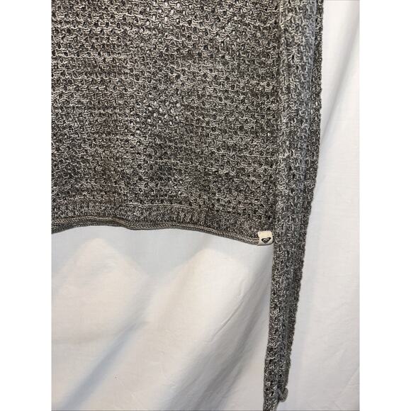 Roxy Fishnet Crochet Sweater Womens Medium Heathered Gray Grunge Coastal Beach - Picture 5 of 15